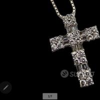 CIONDOLO CROCE ORO DIAMANTI