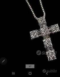 CIONDOLO CROCE ORO DIAMANTI