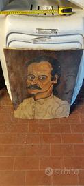 Quadro su Tavola di Legno in Stile Antonio Ligabue