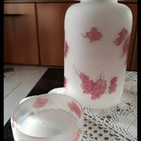 Vaso e posacenere vetro satinato 