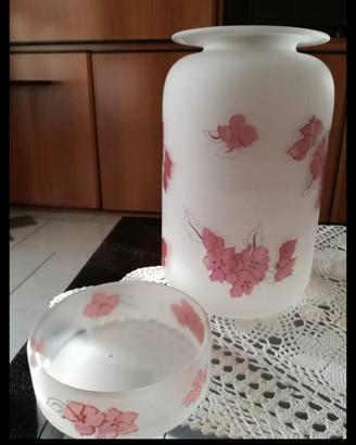 Vaso e posacenere vetro satinato 