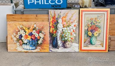 3 dipinti tema floreale 