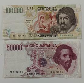 #10.  Banconote 100000 lire e 50000 lire.