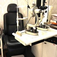 Riunito poltrona oftalmometro lampada a fessura