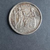 20 lire Littore moneta Argento Vitt. Eman. III