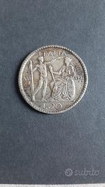20 lire Littore moneta Argento Vitt. Eman. III