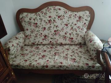 Divano 2 posti stile vintage in legno massello