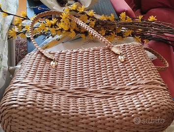 Borsa grande in rafia intrecciata