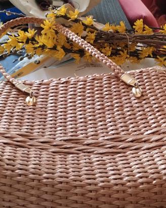 Borsa grande in rafia intrecciata