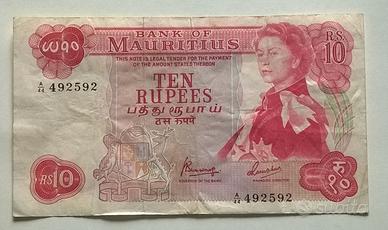 Gio.banconote: 10 Rupie Mauritius 1967