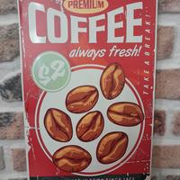 Targa in metallo con scritta "Coffee" (cm 30 x 20)