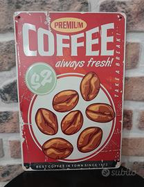 Targa in metallo con scritta "Coffee" (cm 30 x 20)
