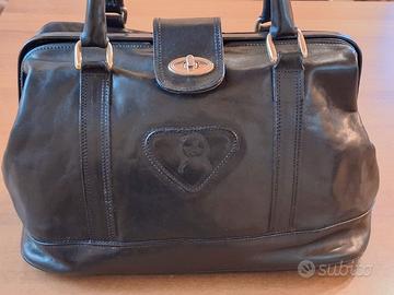 Borsa bauletto da spalla vera pelle nera