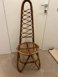 Sedia vintage anni’70rattan e midollino