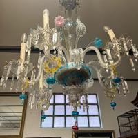 GRANDE LAMPADARIO IN VETRO DI MURANO COLORATO