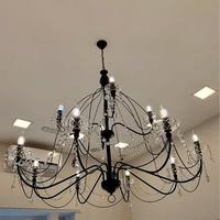 Lampadario artigianale con cristalli, colore nero.