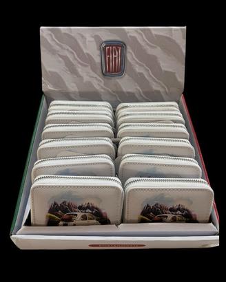 Set di 12 portafogli con zip Fiat 500 storica bian