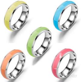 Anello Mood Ring Fluorescente Acciaio Unisex