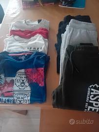 4 pantaloni + 4 magliette taglia 10 anni maschio