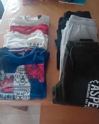 4 pantaloni + 4 magliette taglia 10 anni maschio