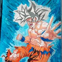 Goku ultra instinto che tira il pugno del drago 