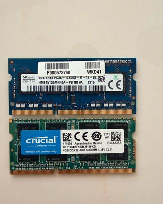 RAM Notebook 8GB 2x4GB DDR3L 1600MHz