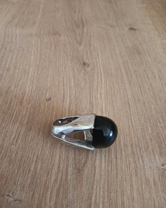 anello argento 925 con pietra nera onice