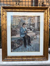 Quadro olio su tela vintage – Scorcio cittadino