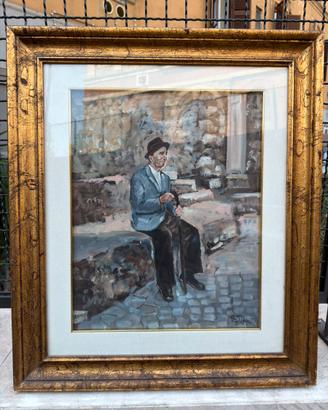 Quadro olio su tela vintage – Scorcio cittadino