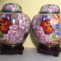 Coppia di vasi vintage in Cloisonnè Cinese