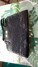 Borsa vintage coccodrillo nera oro