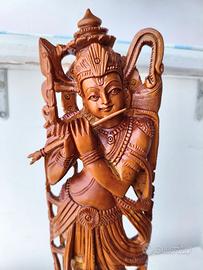 KRISHNA GOPAL SANDALO INTARSIATO ALTO 35 CM
