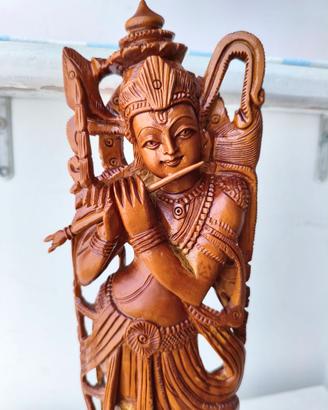 KRISHNA GOPAL SANDALO INTARSIATO ALTO 35 CM