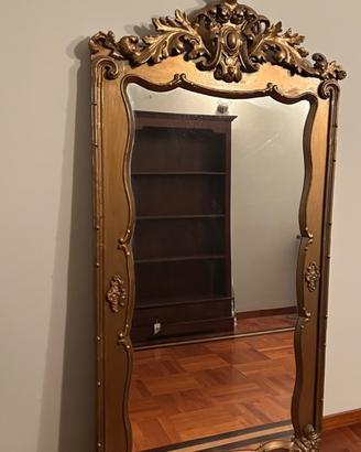 Specchiera Antica in Legno Intarsiato