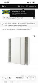 Armadio Pax Ikea 2 ante scorrevoli bianco