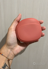Porta cuffie in silicone lavabile color corallo 🎧