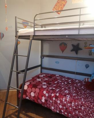 letto soppalco in acciaio, compreso materasso