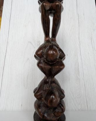 Statua indonesiana in legno tre pensatori Yogi