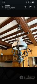 coppia di lampade da soffitto in ferro battuto 