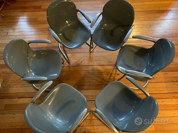6 sedie grigie ICF Cadsana designer PL Gianfranchi