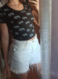 T-shirt crop Tally Weijl nera con elefanti S