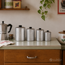 Set 4 barattoli Metasco alluminio vintage ’60
