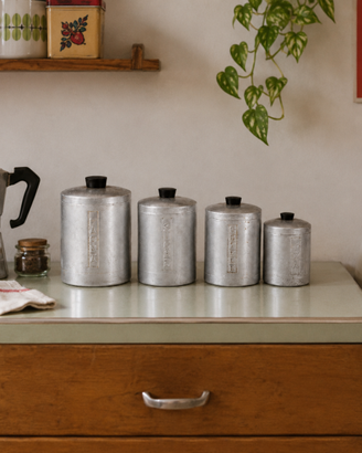 Set 4 barattoli Metasco alluminio vintage ’60