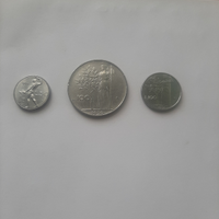 3 monete,2da L100 piccola e grande e L50 piccola