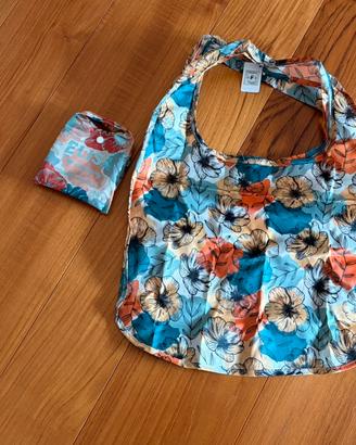 Borsa shopper pieghevole fantasia floreale