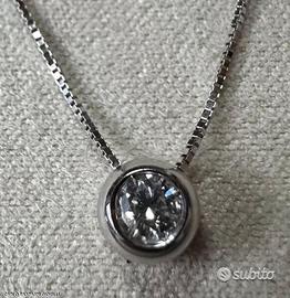 COLLANA PUNTO LUCE ORO BIANCO 18kt. E DIAMANTE