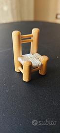 Sedia Miniatura Artigianale Legno e Seduta Intrecc