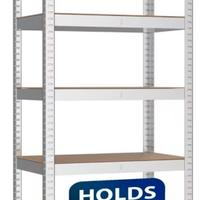 scaffale in acciaio con base in legno 