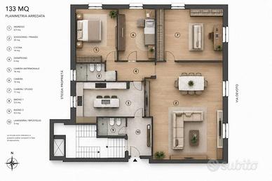 Appartamento di 133 m² con 4 locali e box auto dop
