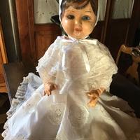Bebè cartapesta, inizio 900 con vestito in pizzo